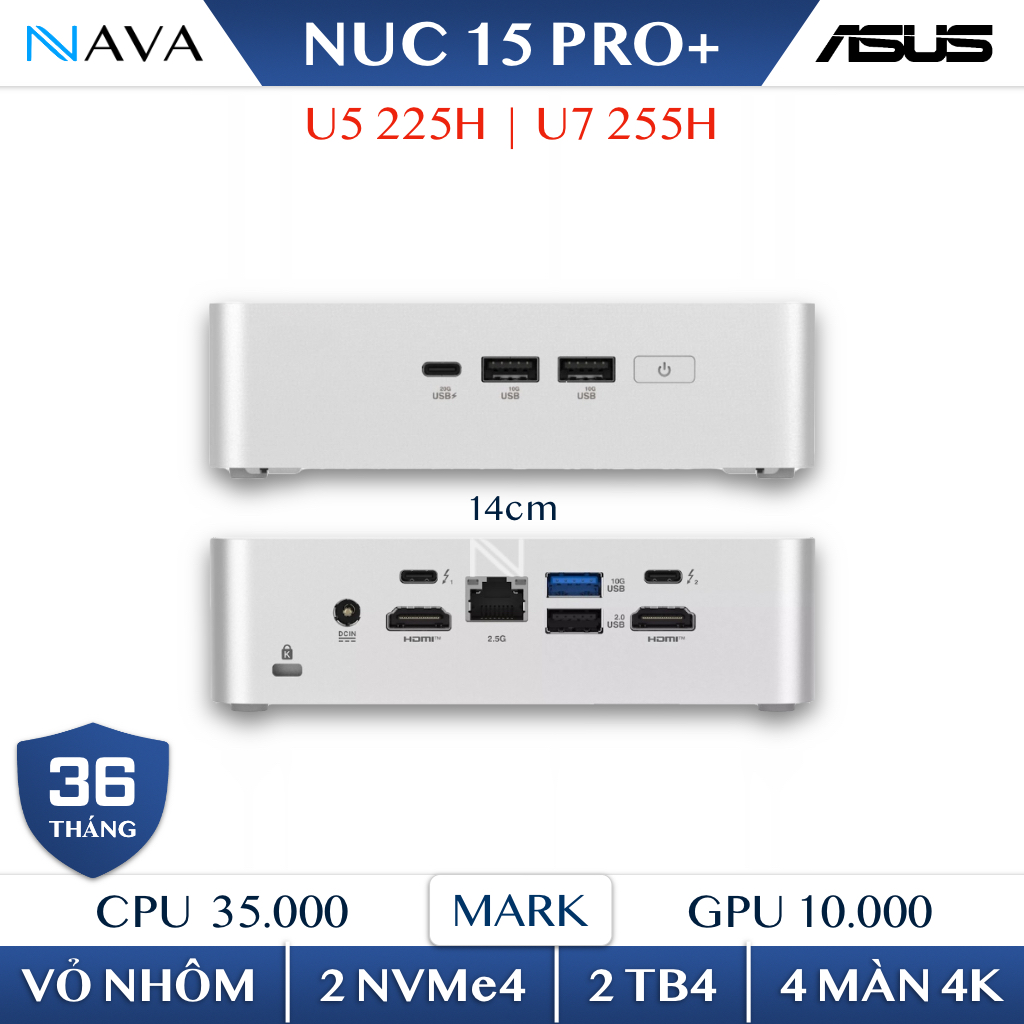 Máy tính Mini PC ASUS NUC 15 PRO PLUS Intel AI Core Ultra 7 255H U5 225H NUC15CRS (RNUC15CRSU500000I