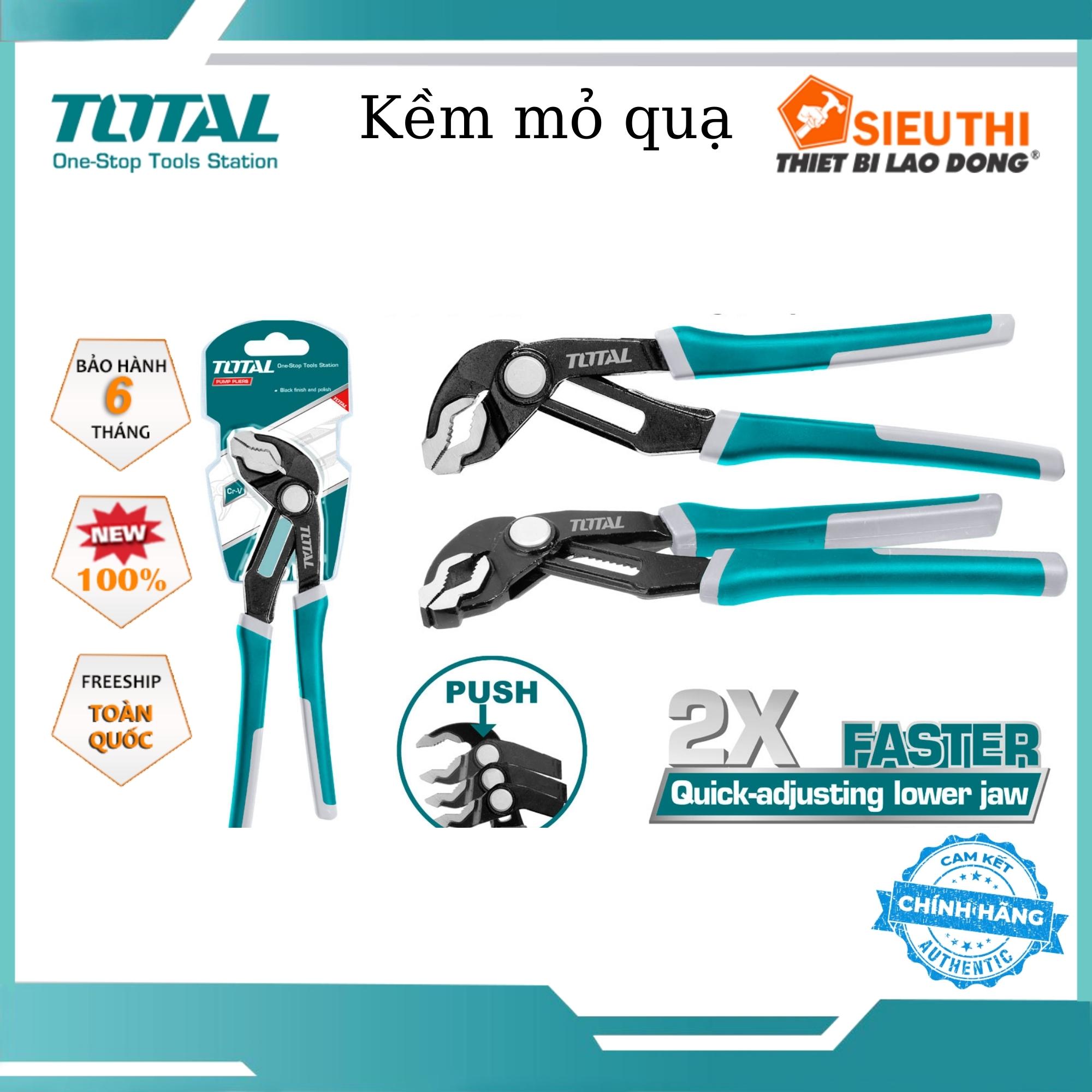 Kềm mỏ quạ TOTAL THTJ381006 Kìm mỏ quạ kích thước 250mm, kiểu mở nhanh, thép CrNi đen bóng, tay cầm TTR hai màu