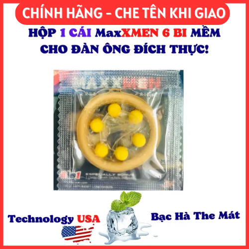 [CHÍNH HÃNG] Bao cao su 6 bi nổi lớn Max XMEN Hộp 1 Cái- Bi siêu mềm giúp tăng cảm giác - Kéo dài thời gian