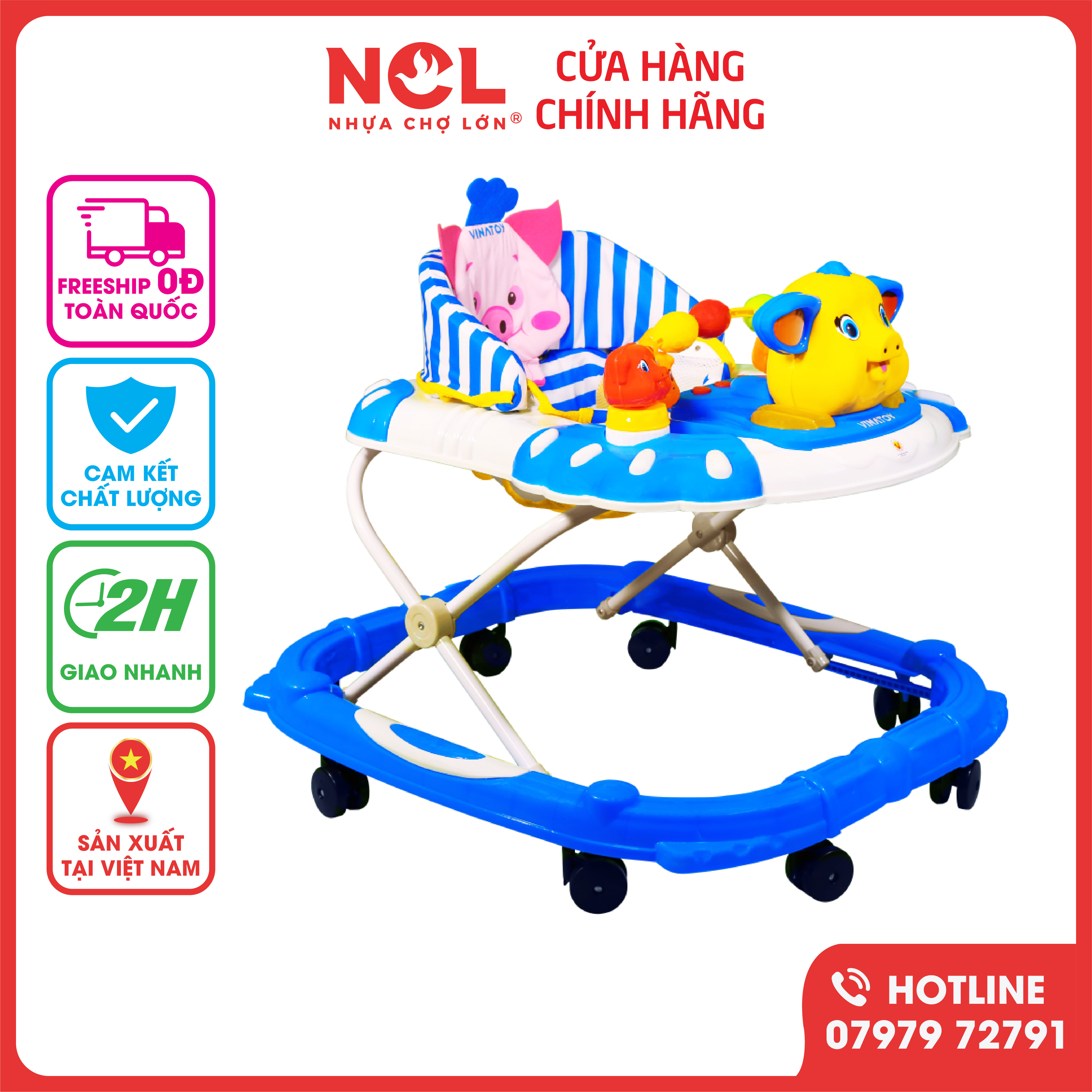 Xe Tập Đi Nhựa Chợ Lớn L4 Chú Heo Con (Có nhạc) Dành Cho Bé Từ 6 - 12 Tháng - M1771B-XTĐ