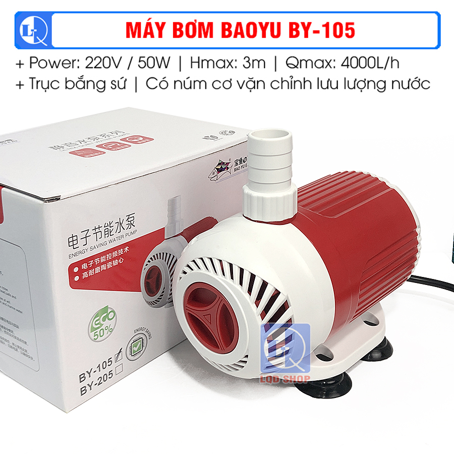 Máy bơm by 105 | 50w - 4000l/h | máy bơm hồ cá, thác non bộ, thả chìm