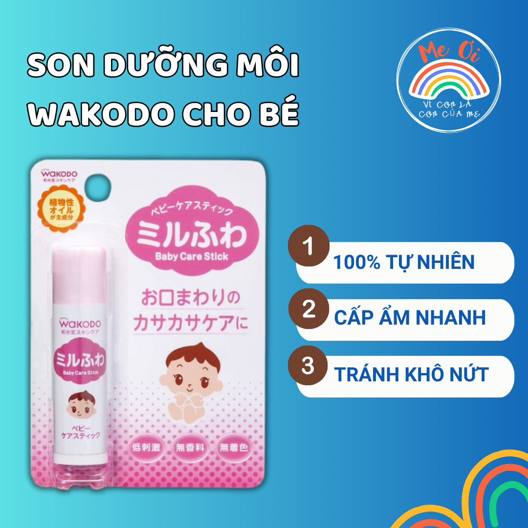 Son dưỡng môi Wakodo cho bé Nhật Bản 5g, Son dưỡng môi cho bé Wakodo Nhật Bản
