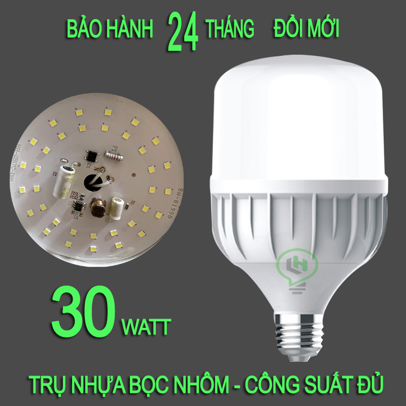 BÓNG ĐÈN LED TRỤ NHỰA BỌC NHÔM 30W SIÊU SÁNG – CÔNG SUẤT ĐỦ - BẢO HÀNH 2 NĂM