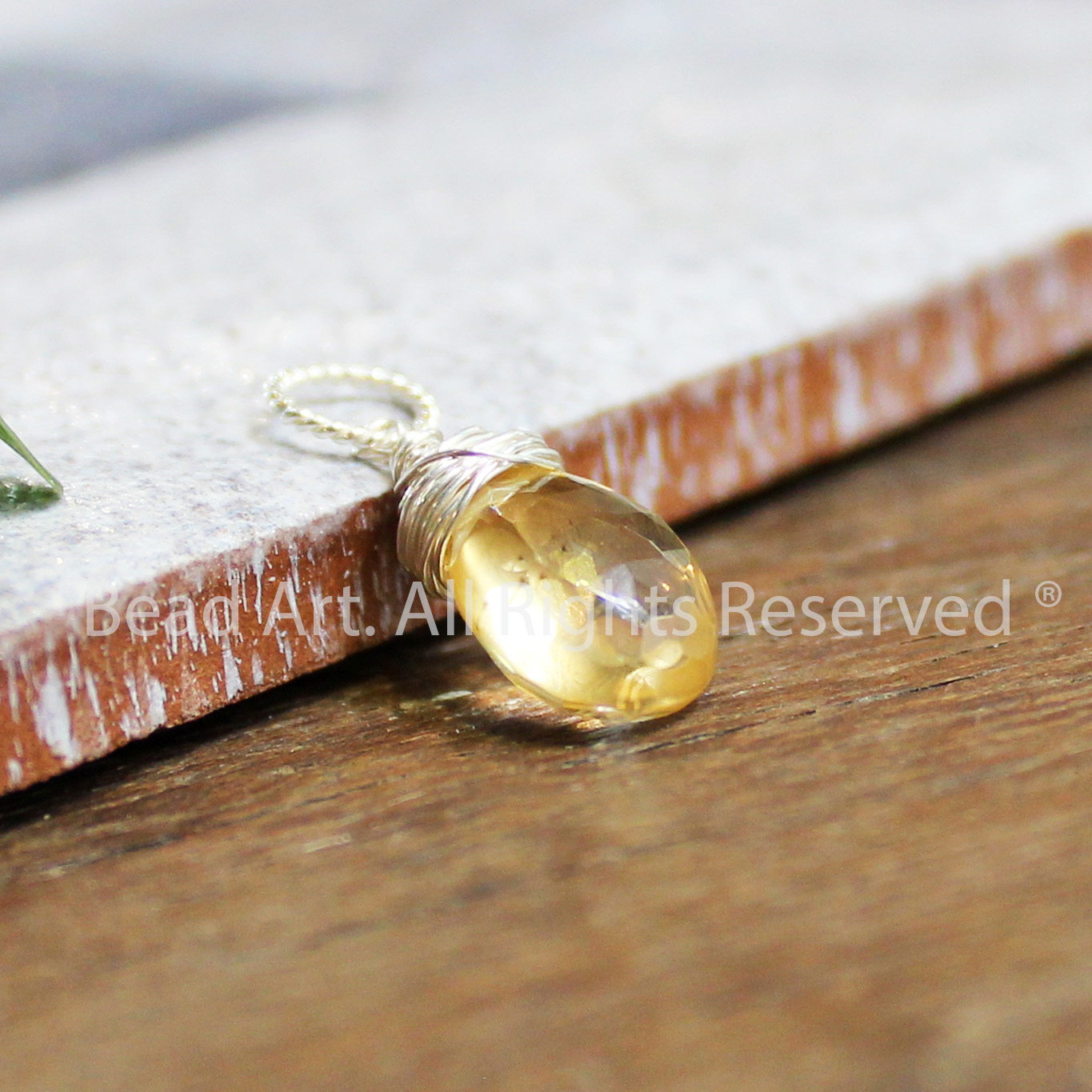 Mặt Dây Chuyền Đá Thạch Anh Vàng, Citrine Thiên Nhiên Và Bạc 925, Trang Sức Phong Thuỷ, Mệnh Thổ, Kim - Bead Art