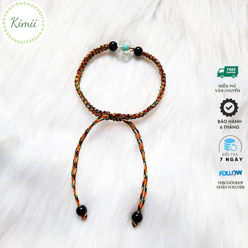Vòng tay dây ngũ sắc đính hoa mai V124 Vòng tay handmade Vòng tay phong thủy
