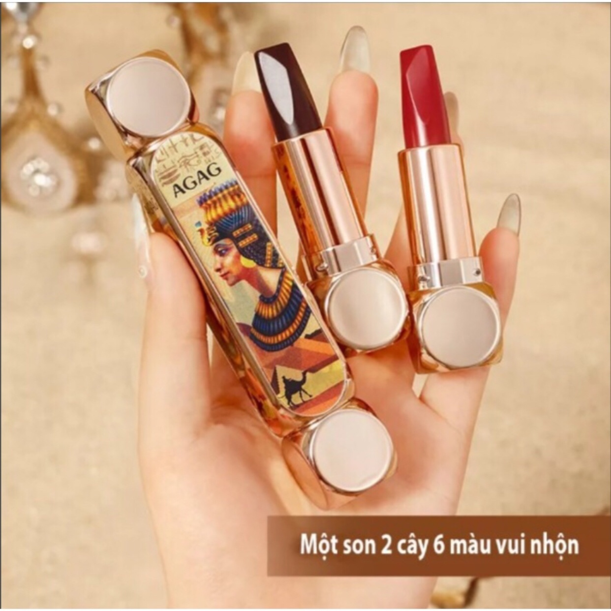 Son agag 6 màu ai cập nữ hoàng siêu lì mềm môi