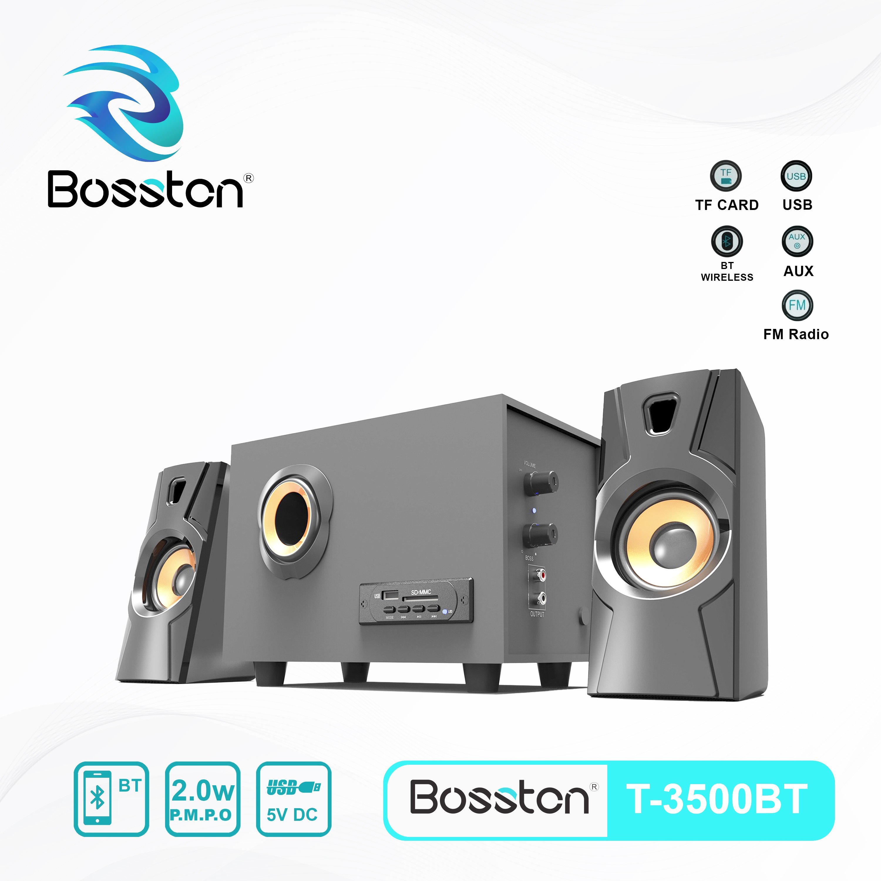 Loa bluetooth vi tính BOSSTON T3500 BT, loa máy tính để bàn BOSSTON T3500 BT bass mạnh mini cây để b