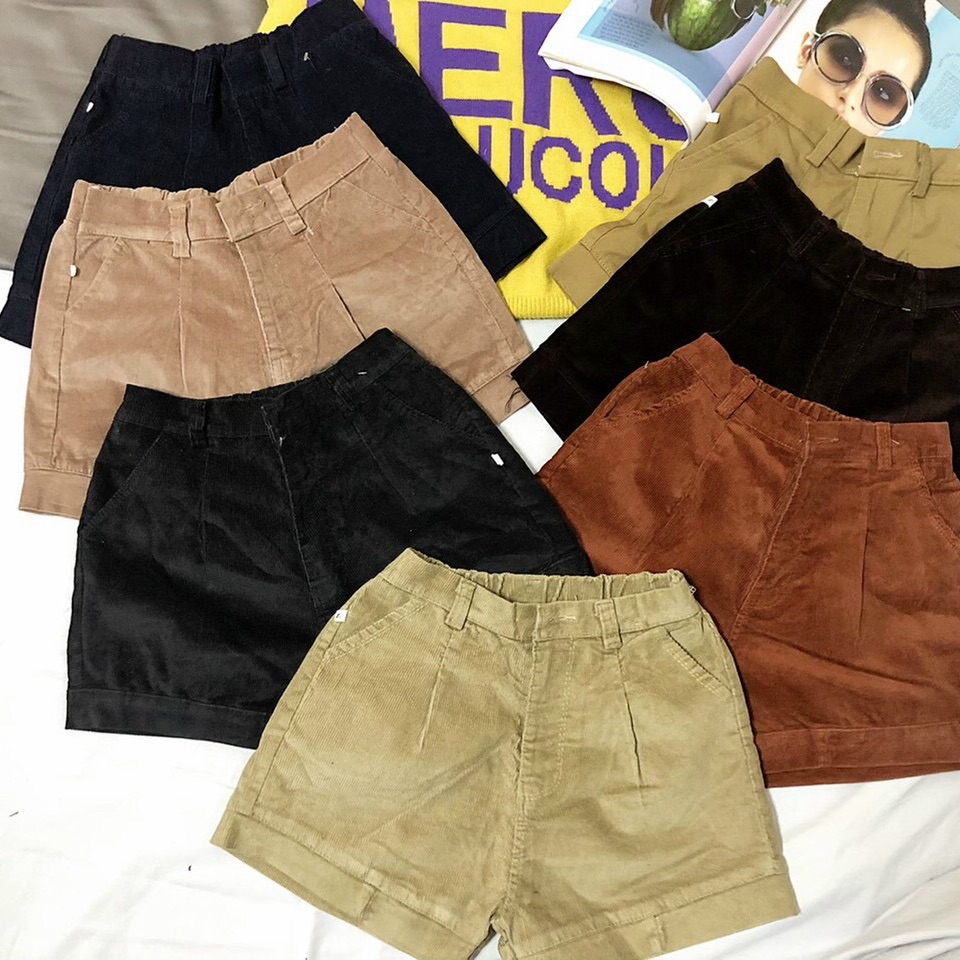 Quần short nhung trước dây bản sau lưng thun đẹp from 53kg trở lại