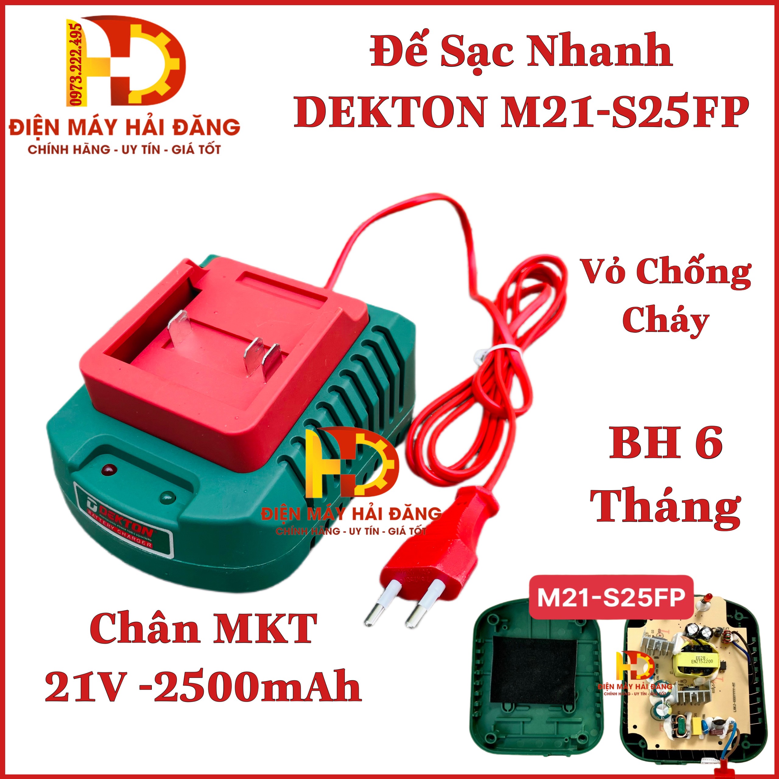 Đế sạc nhanh 21V DEKTON M21-S25FP .Hệ chân MKT M21