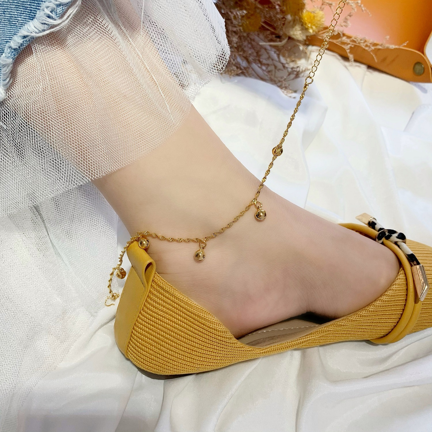 Lắc Chân Nữ Mix Chuông Mạ Vàng 18K Cao Cấp Không Đen, Vòng Chân Nữ Mẫu Hot Hàn Quốc Thời Trang, Sành Điệu, Thời Thượng