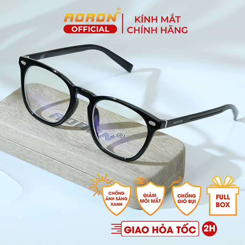 Kính giả cận aoron, gọng kính cận nam nữ, mắt kính chống ánh sáng xanh máy tính, điện thoại phong cách hàn quốc - ak071