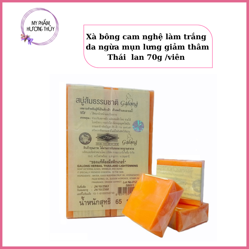 Bán lẻ 1 cục  Xà bông cam nghệ Thái lan làm trắng da giảm  thâm mụn mặt và lưng