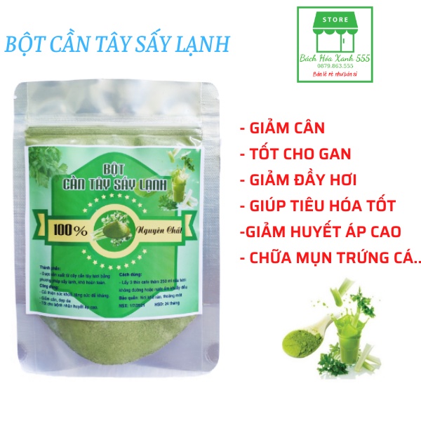 Bột cần tây sấy lạnh, bột cần tây giảm cân nguyên chất - thanh lọc cơ thể, rau củ sạch 100gr