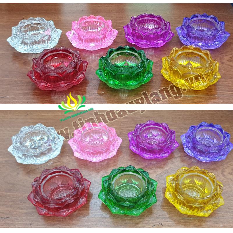 Combo 7 chân đế nến hình hoa sen lưu ly trong suốt