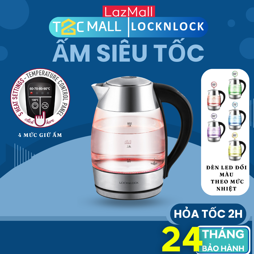 Ấm thủy tinh siêu tốc 1.8l đèn màu theo mức nhiệt lock&lock ejk341 - t2cmall