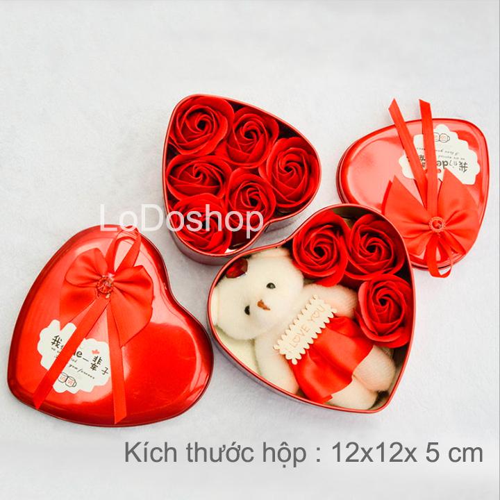 Hộp quà trái tim 3 bông hoa hồng sáp thơm kèm gấu - Hộp đựng quà tặng ngày lễ tình yêu sinh nhật quà cưới happy birthday - Quà 20/10 - Quà 8/3 - Quà 14/2 - Quà valentine - Noel - Quà kỷ niệm ngày cưới
