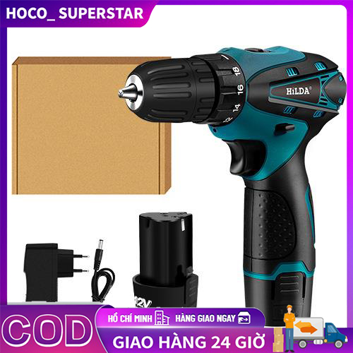 [Chỉ còn xanh]Máy khoan pin 12v chính hãng GGG - khoan bắt vít không dây có đảo chiều, đèn led - kho