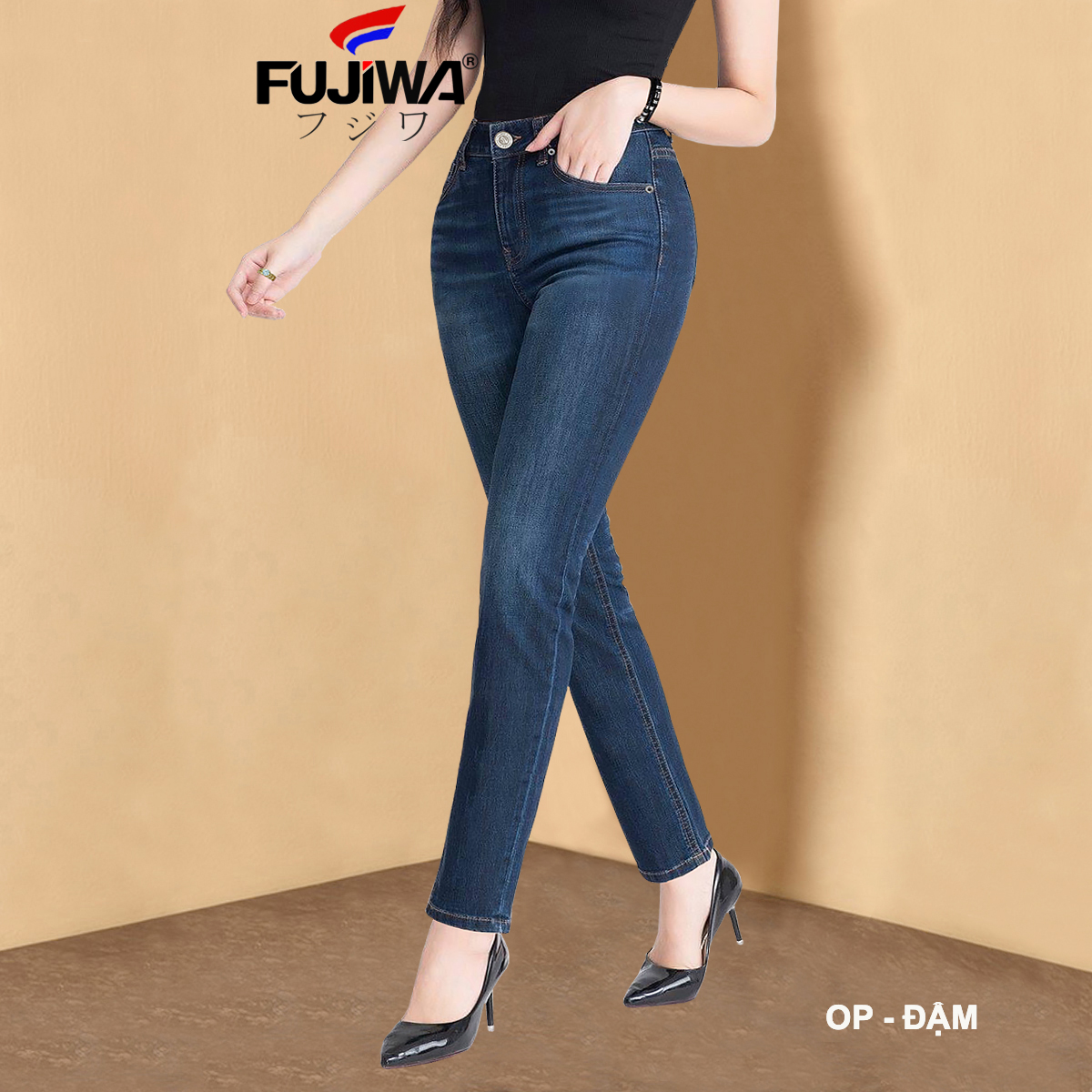 Quần Jean Nữ Cạp Cao Ống Đứng Fujiwa - OP Chất jean co giãn tốt Rất Đẹp phù hợp với mọi lứa tuổi. Size 26, 27, 28, 29, 30, 31, 32 (42kg - 70kg)