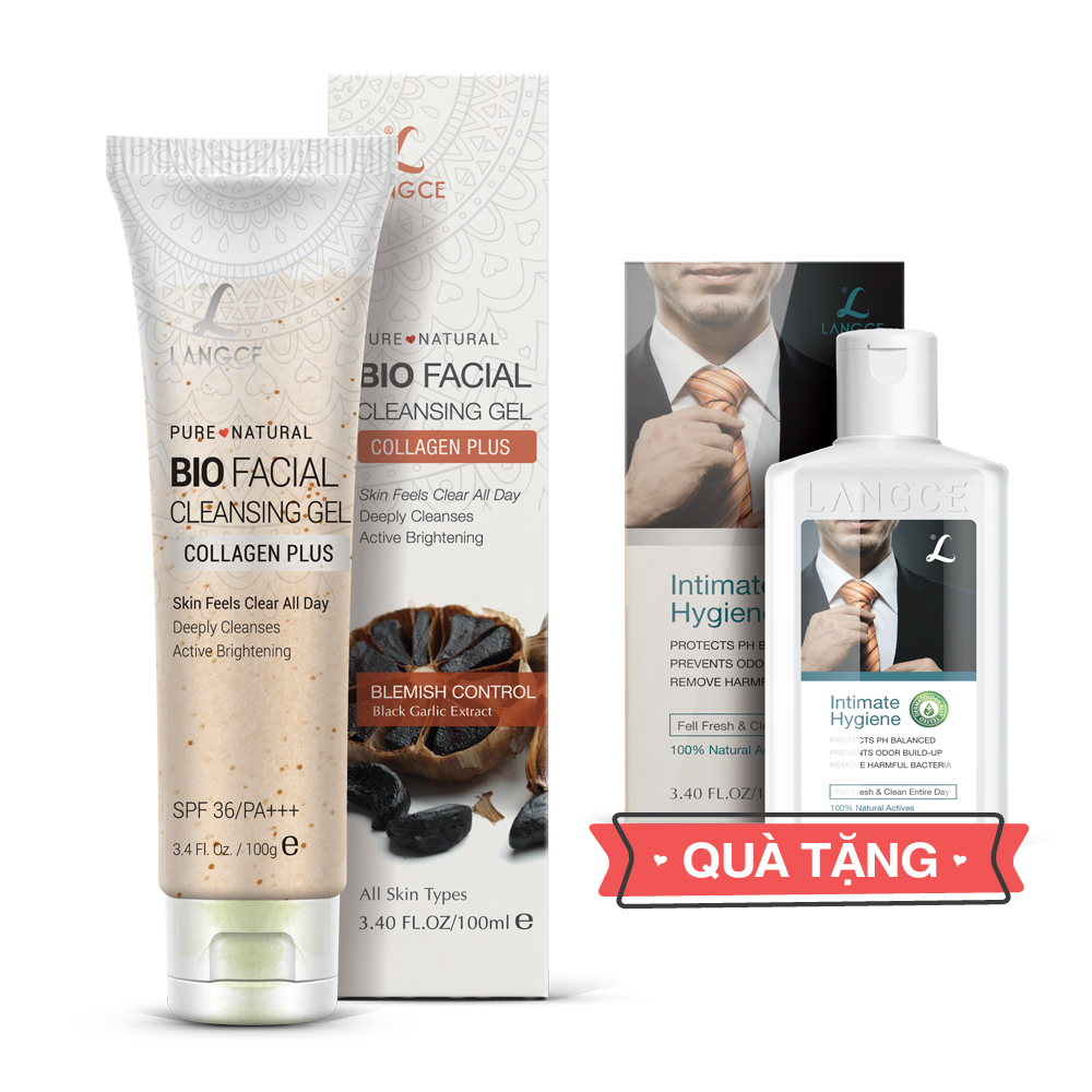 Gel Rửa Mặt Collagen+ Đẹp Da 100ml - Tỏi Đen - Trẻ Hóa Da cho Nam TẶNG Gel Vệ Sinh Vùng Kín Nam 100ml LANGCE