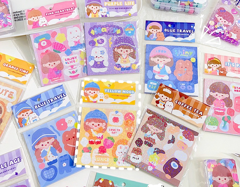 Combo 10 tấm sticker cắt sẵn cute trang trí sổ, bình nước,...