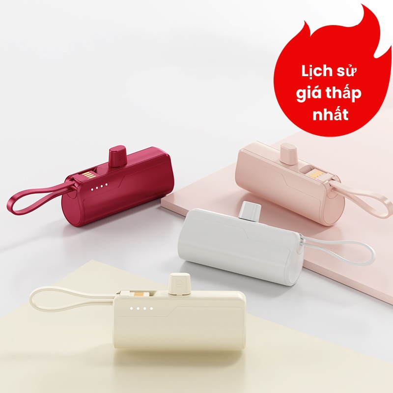 Pin Sạc Dự Phòng Hình Thỏi Son – Nhỏ Gọn, Dán Được, Nhiều Màu Thời Trang – Phù Hợp Nhiều Loại Cổng Sạc