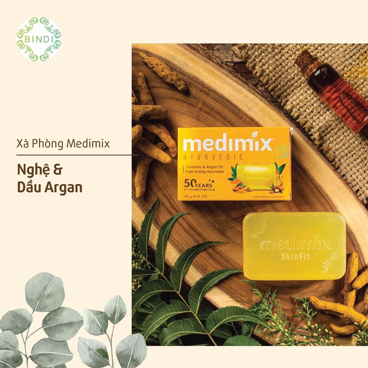 Sỉ bánh xà phòng ấn độ 125g mụn lưng - thâm mụn chiết xuất 18 loại thảo dược - nghệ argan - đàn hương - cỏ hương bài -kumkumadi nghệ tây - medimix