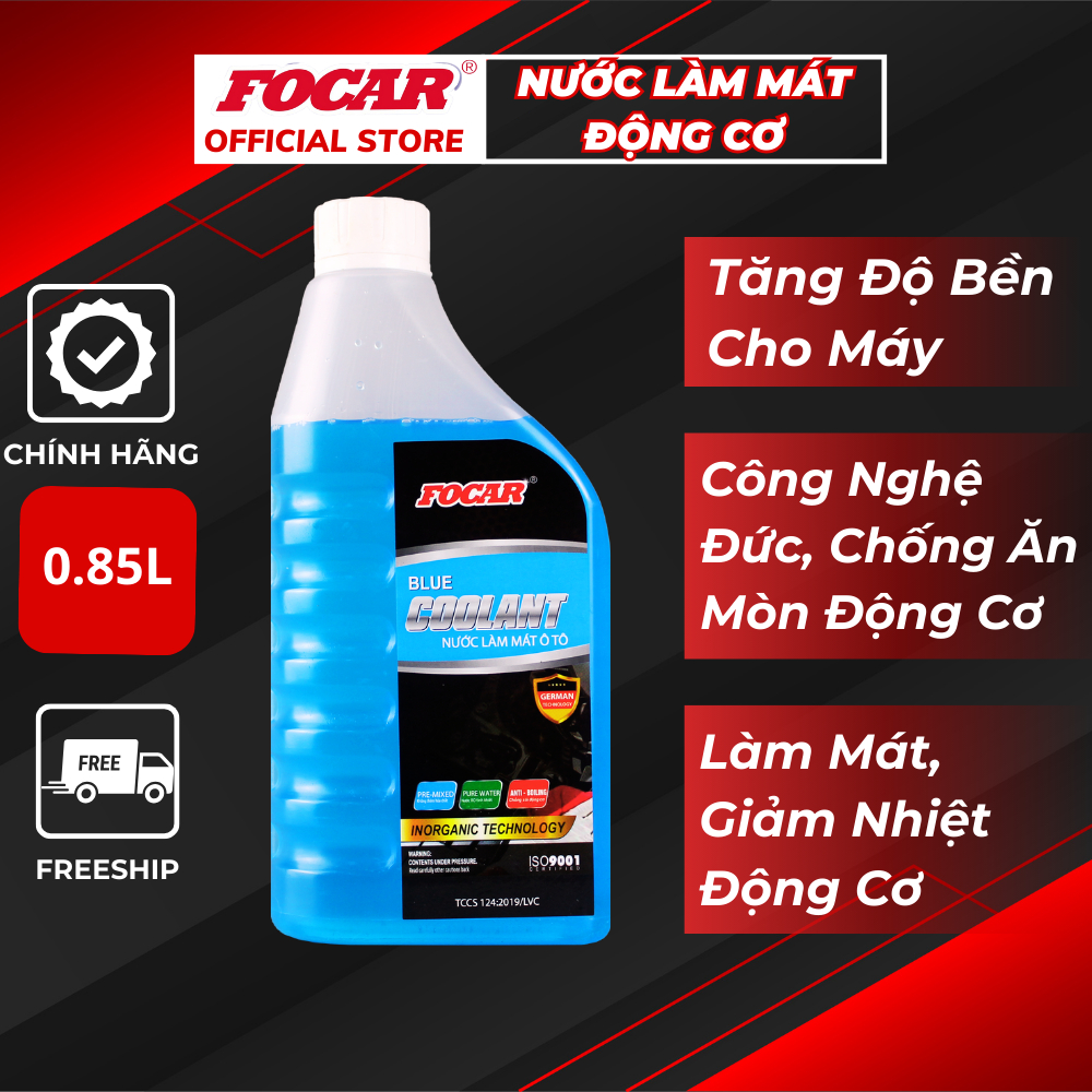 Nước làm mát động cơ ô tô Focar Blue coolant 850ml- nước làm mát cao cấp màu xanh dương - Nước làm mát xe hơi, nước làm mát ô tô, nước làm mát xe hơi, nước làm mát máy