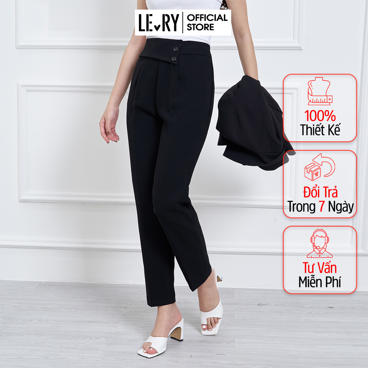 Quần tây nữ văn phòng thiết kế vạt lệch hiện đại qd11 - lery factory