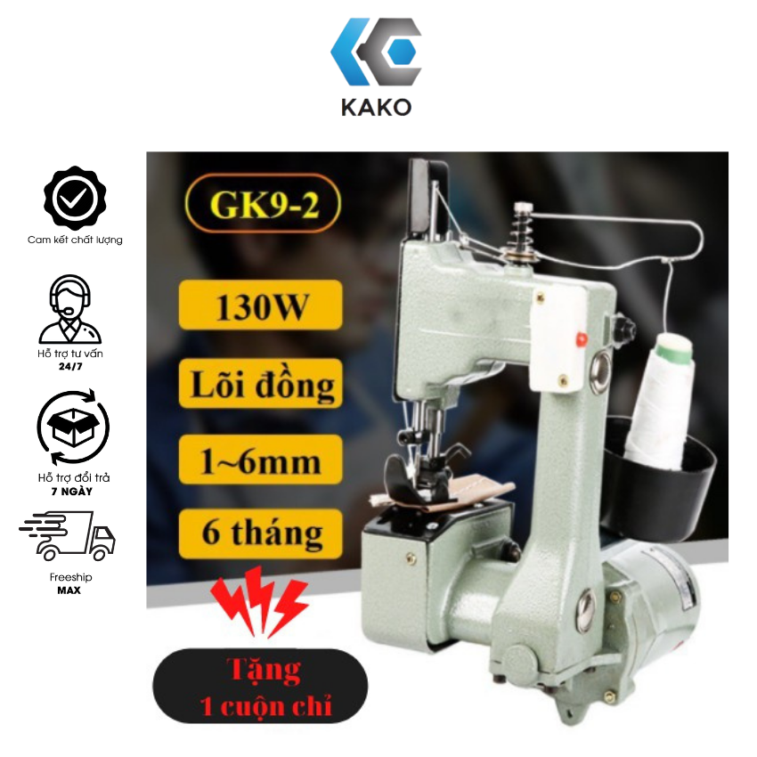 Máy khâu bao tải bao bì cầm tay mini gk9-2 KAKO , sử dụng dễ dàng, tiện mang theo, sử dụng với nhiều loại túi, tặng cuộn chỉ khâu 200g 19k.