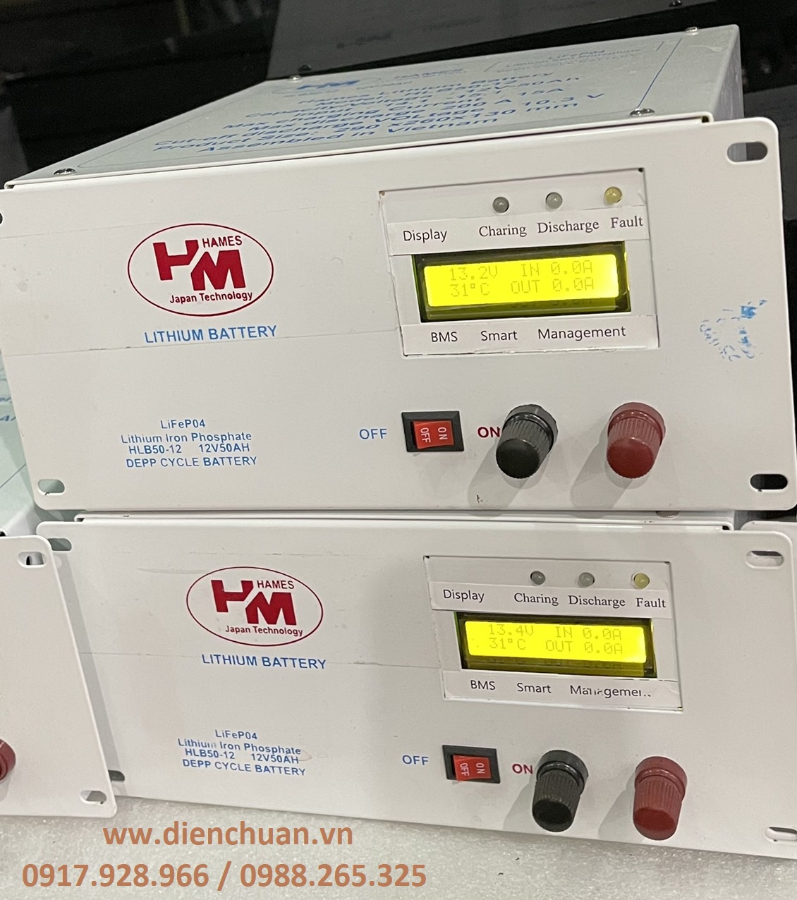2 khối pin lithium 12v 50ah đấu nối tiếp lên 24v 50ah