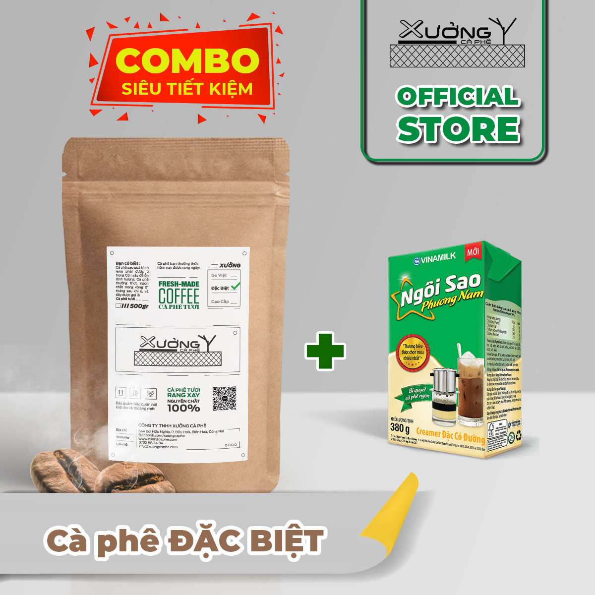Combo 500gr cà phê đặc biệt + hộp sữa 380gr
