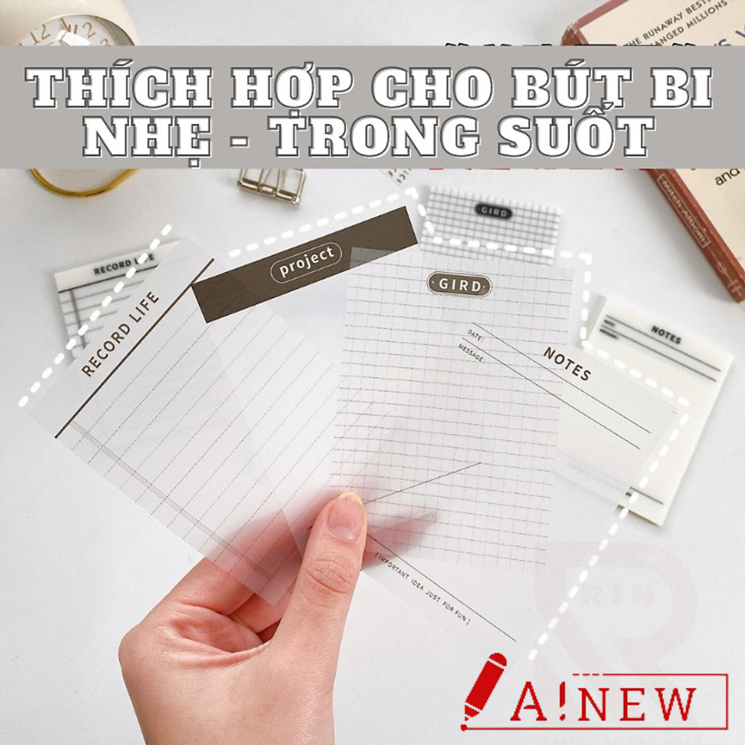Giấy note trong suốt - sticky note - note 50 tờ