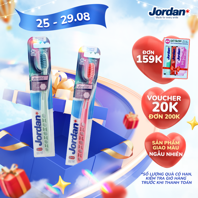 - Bàn chải Jordan Ultralite, Lông siêu mềm siêu mảnh 0.01mm