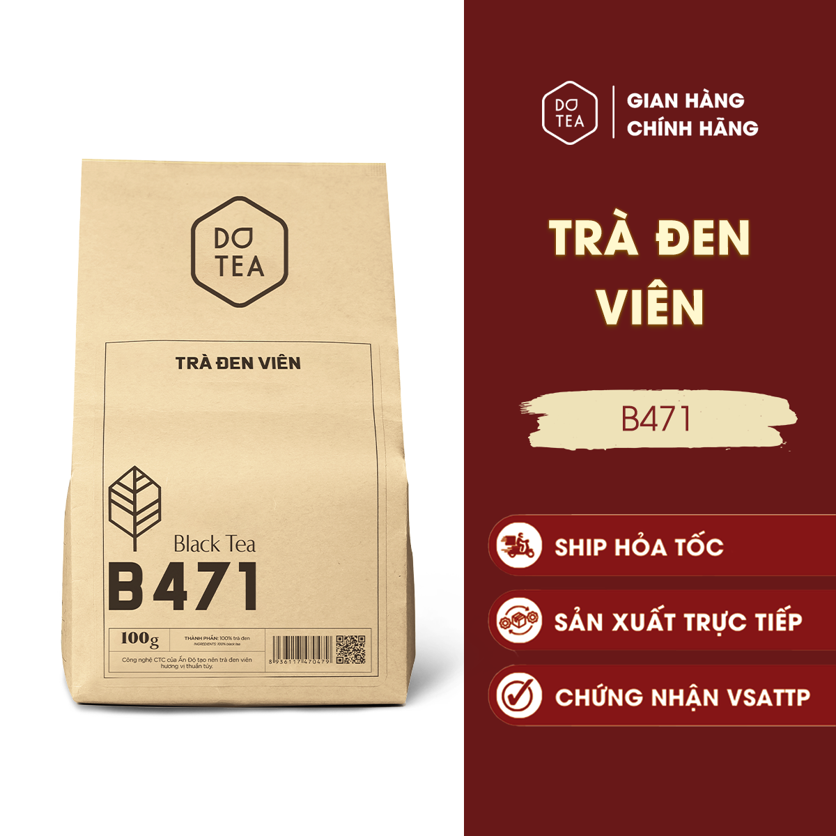 Trà đen gói 500gam trà đen viên B471 Dotea, hồng trà pha trà sữa, nguyên liệu chuyên dùng cho pha chế, chát đặc, đậm vị trà sữa truyền thống