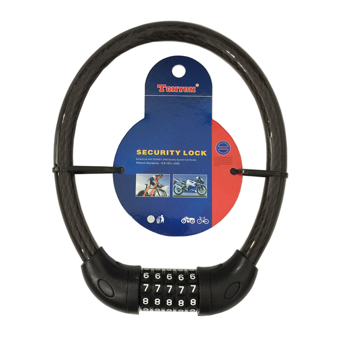 Ổ khóa dây cáp 5 số Tonyon TY4512 màu đen dài 50cm x 15mm - MITISHOP