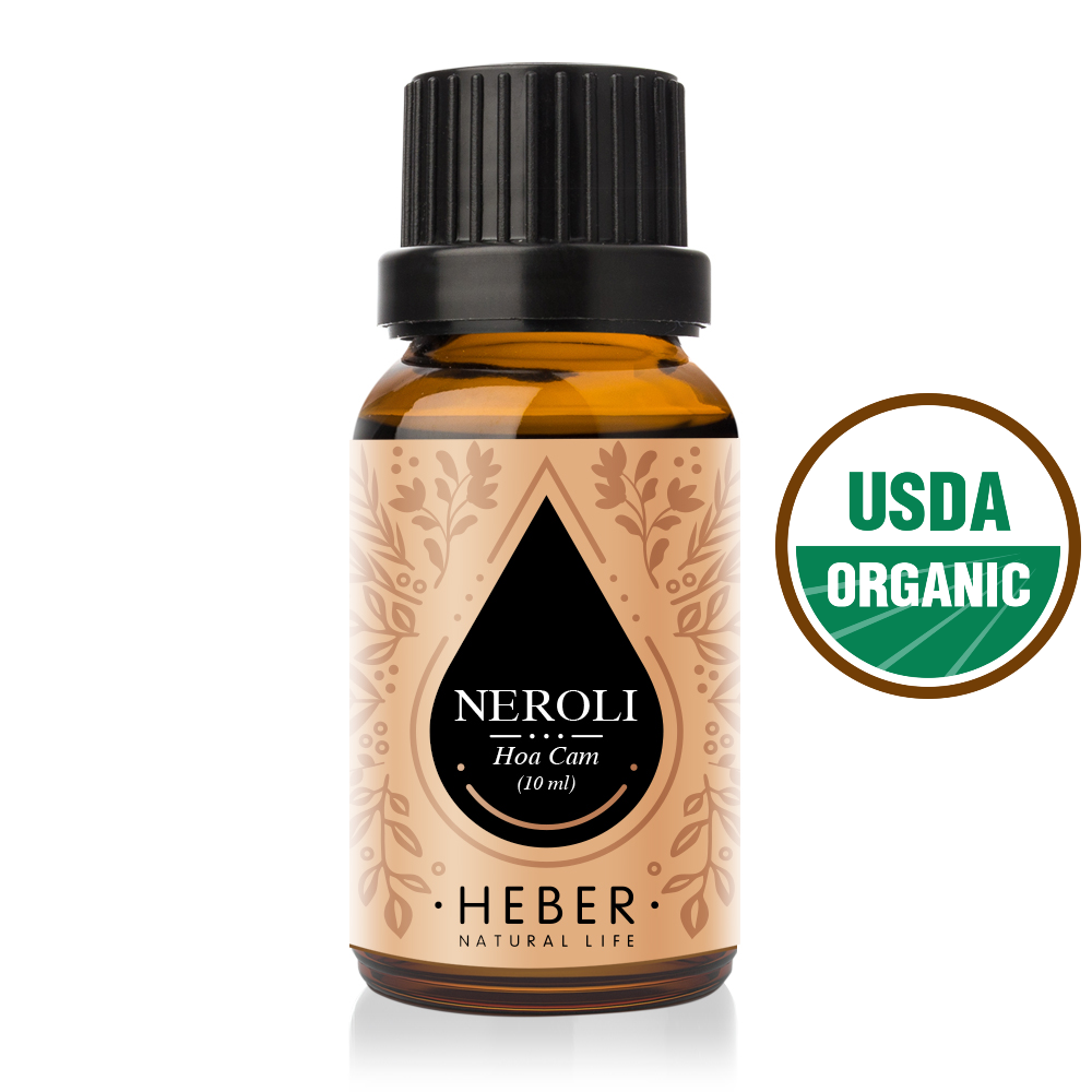 Tinh Dầu Hoa Cam Neroli Essential Oil Heber Vietnam, 100% Thiên Nhiên Nguyên Chất, Cao Cấp Nhập Khẩu, Kiểm Nghiệm Quatest 3, Xông Thơm Phòng, Hương Dịu Nhẹ
