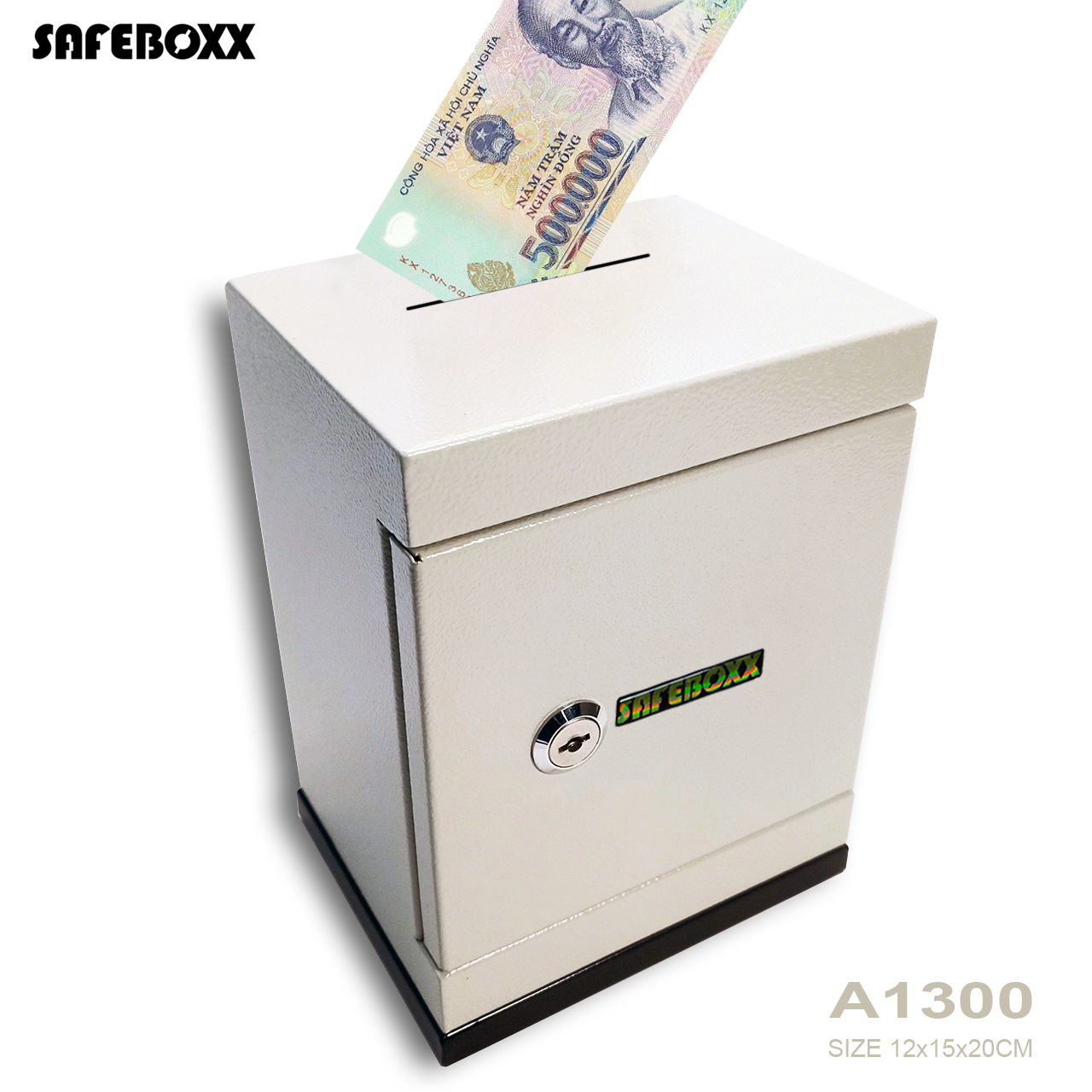 Két sắt mini safeboxx tủ đựng tiền tiết kiệm bằng sắt kích thước 12x15x20cm, tùy chọn màu, khóa chìa