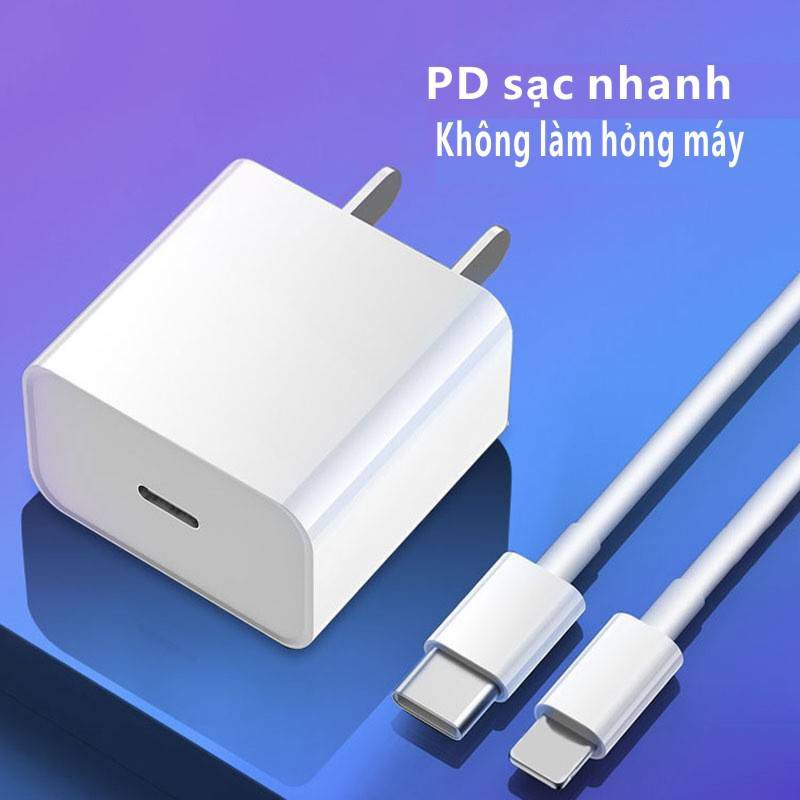 Bộ sạc 12w pd iphone + cáp sạc sạc cho iphone ipad tai nghe bluetooth