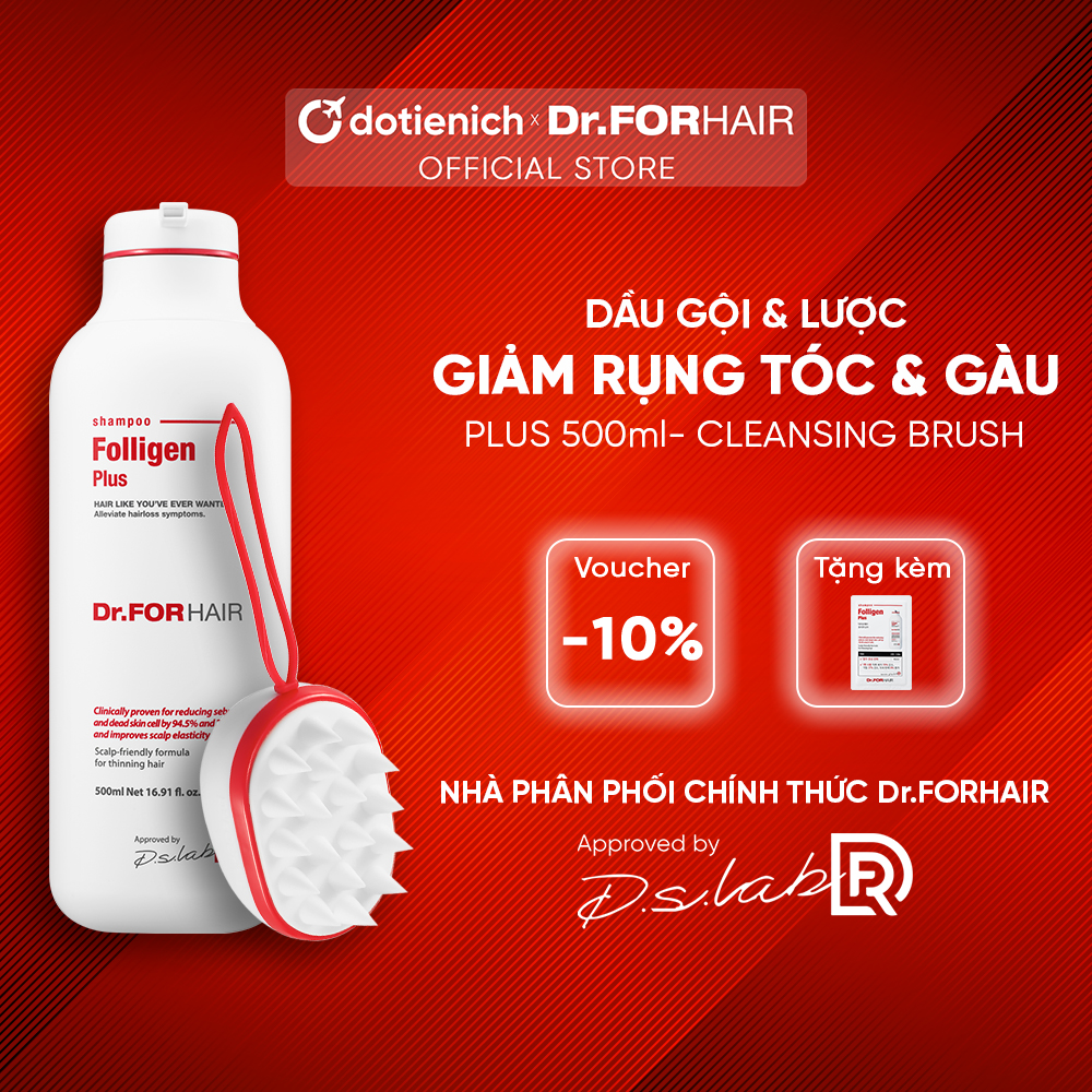 Bộ dầu gội giảm rụng tóc, lược gội đầu Dr.ForHair làm sạch da đầu, giảm rụng tóc hiệu quả