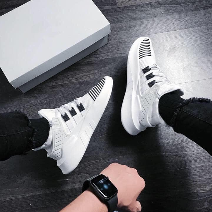 [FULL BOX] Giày Sneaker Thể Thao EQT Bask ADs Trắng Vạch Đen Phản Quang - Nam Nữ