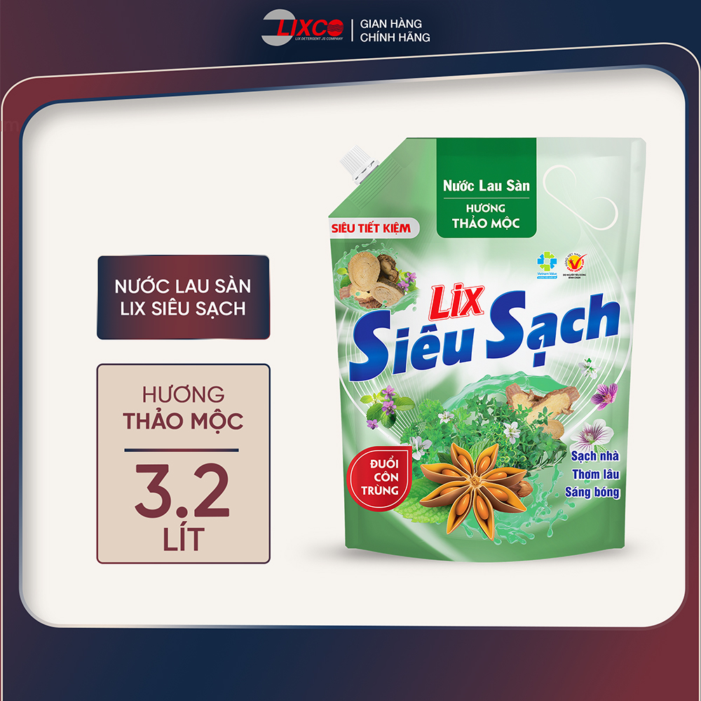 Nước lau sàn siêu sạch hương thảo mộc, sạch nhà sáng bóng, thơm lâu đuổi côn trùng, sử dụng phù hợp với mọi loại sàn nhà - Lixco Việt Nam