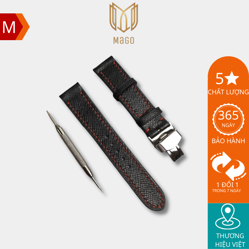 Dây đồng hồ da Epsom khóa bướm AL106