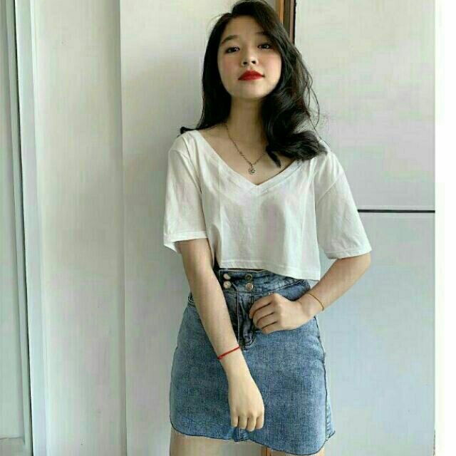 ÁO CROPTOP, ÁO THUN NỮ CỔ TIM SIÊU ĐẸP