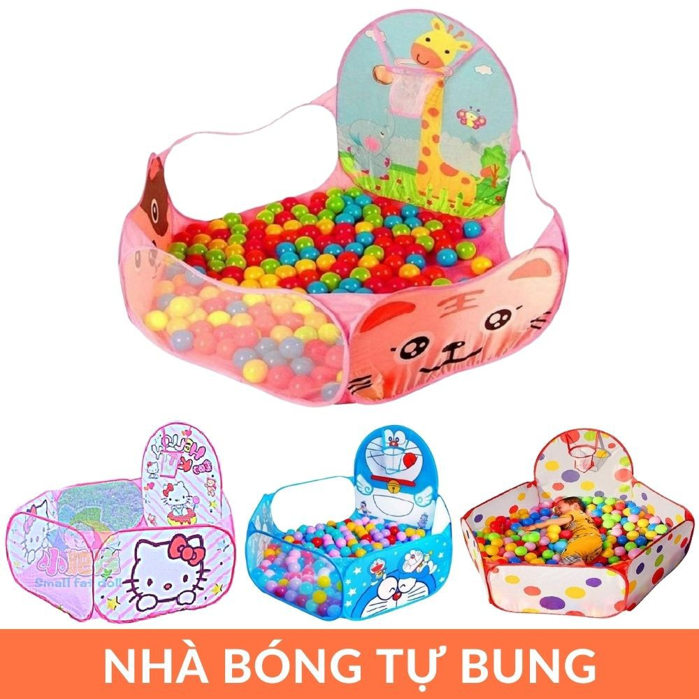 Bộ nhà bóng rổ kèm 200 quả bóng màu sắc,quây bóng hình thú cho bé.