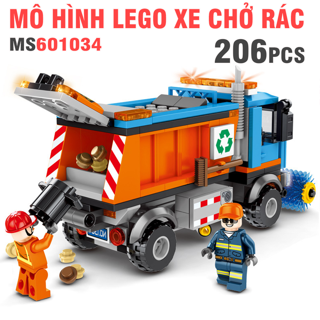Mô hình lego xe chở rác đồ chơi lắp ghép cho trẻ em 601034
