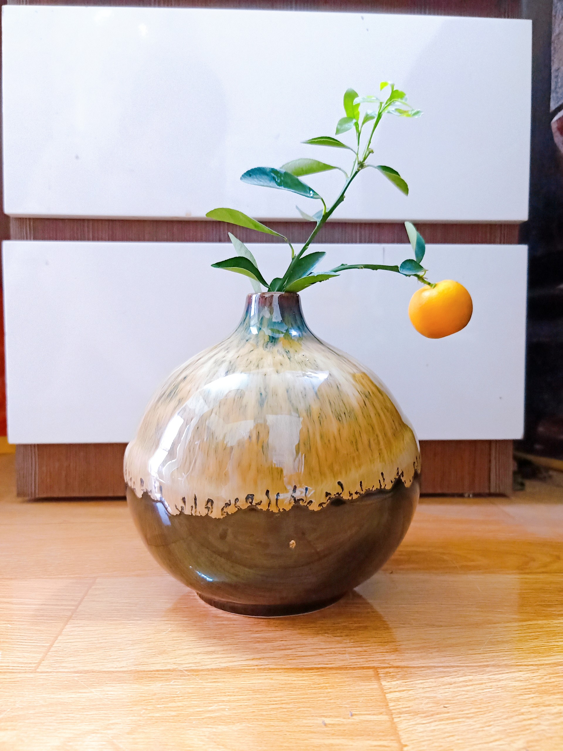 Lọ hoa gốm sứ men hỏa biến cao cấp kích thước 17x18cm - Bình cắm hoa gốm Bát Tràng cao cấp men hoả biến