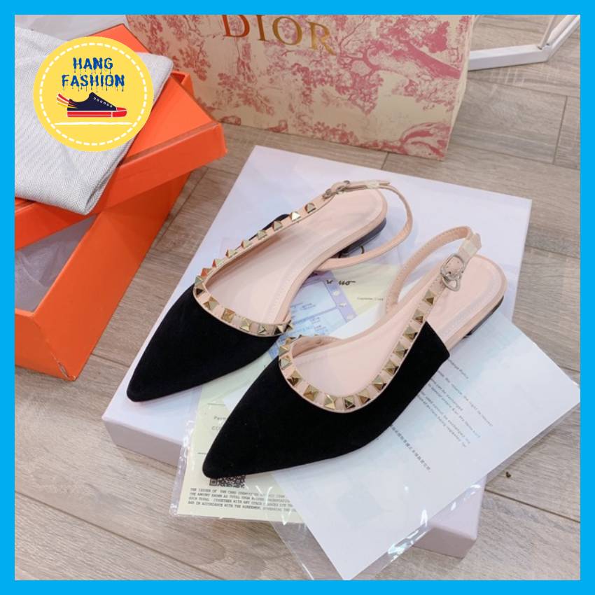 Giày sandal nữ mũi nhọn viền đinh đế 3 cm đẹp, sang chảnh CỰC HOT