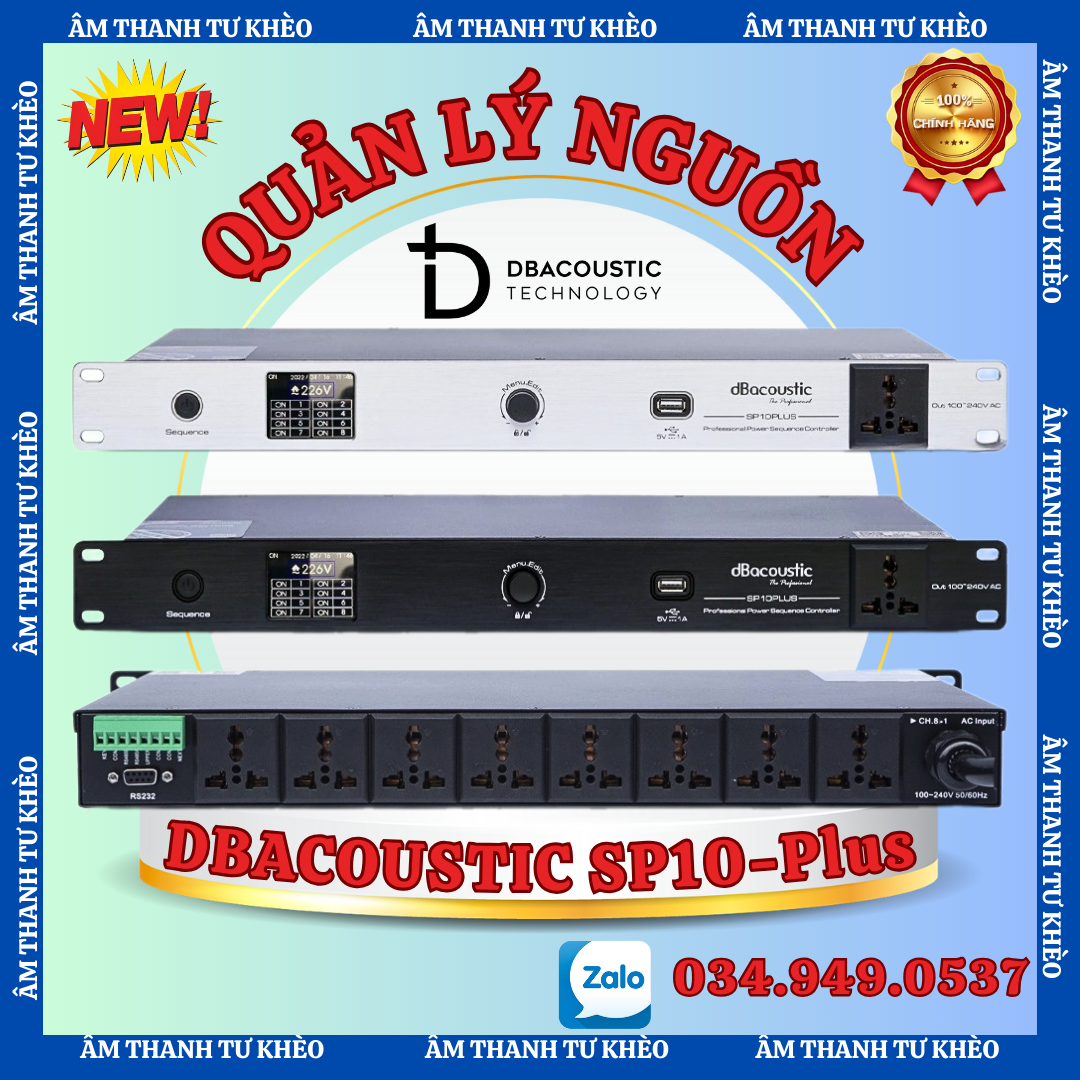 Quản lý nguồn dBacoustic SP10 Plus chính hãng, màn cảm ứng, quản lý bảo vệ thiết bị âm thanh