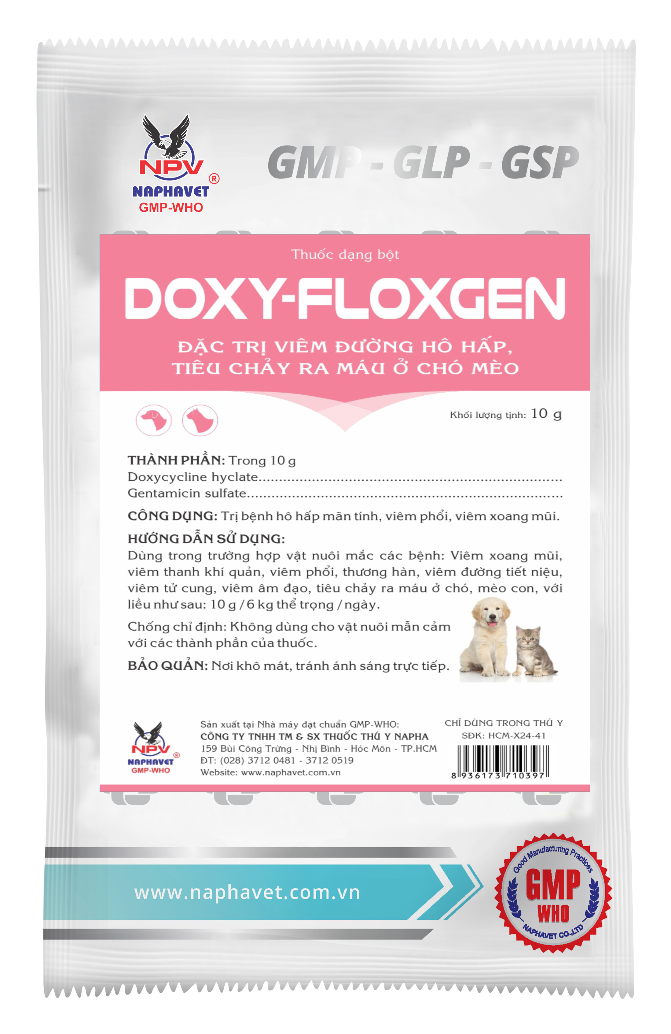 Doxy-floxgen : trị hô hấp, tiêu chảy cho thú cưng