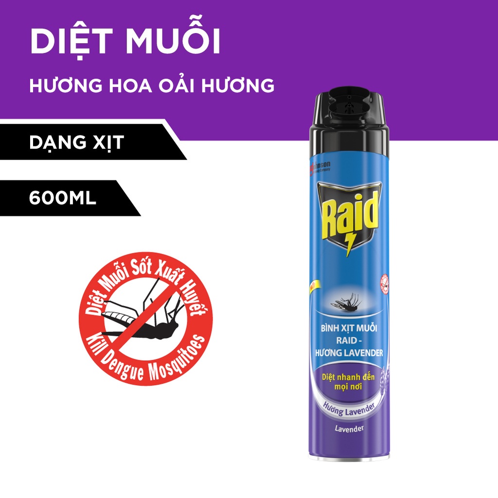 Bình xịt muỗi raid hương lavender 600ml